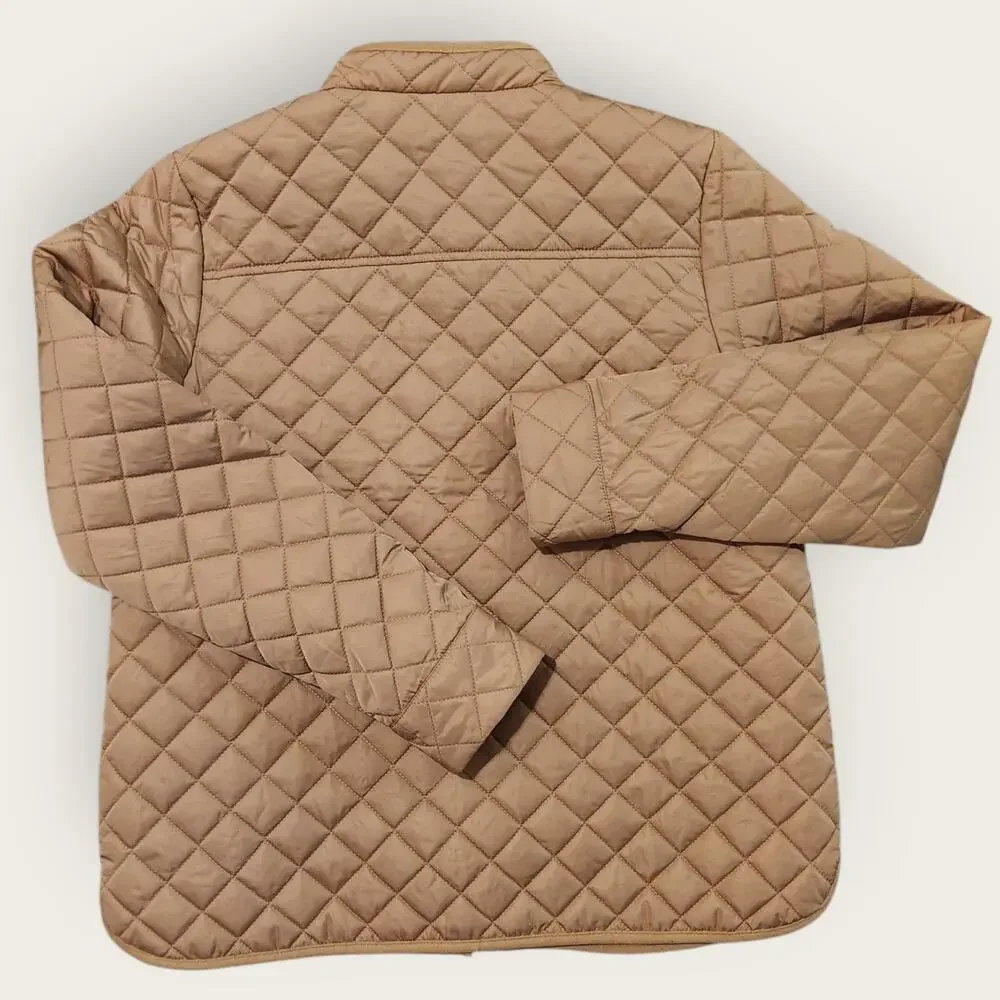 Kim Rogers Jacket Women's M Tan Quilted Full Zip Snap NWT - Picture 2 of 8